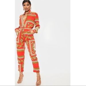 PrettyLittleThing Red Scarf Print Set